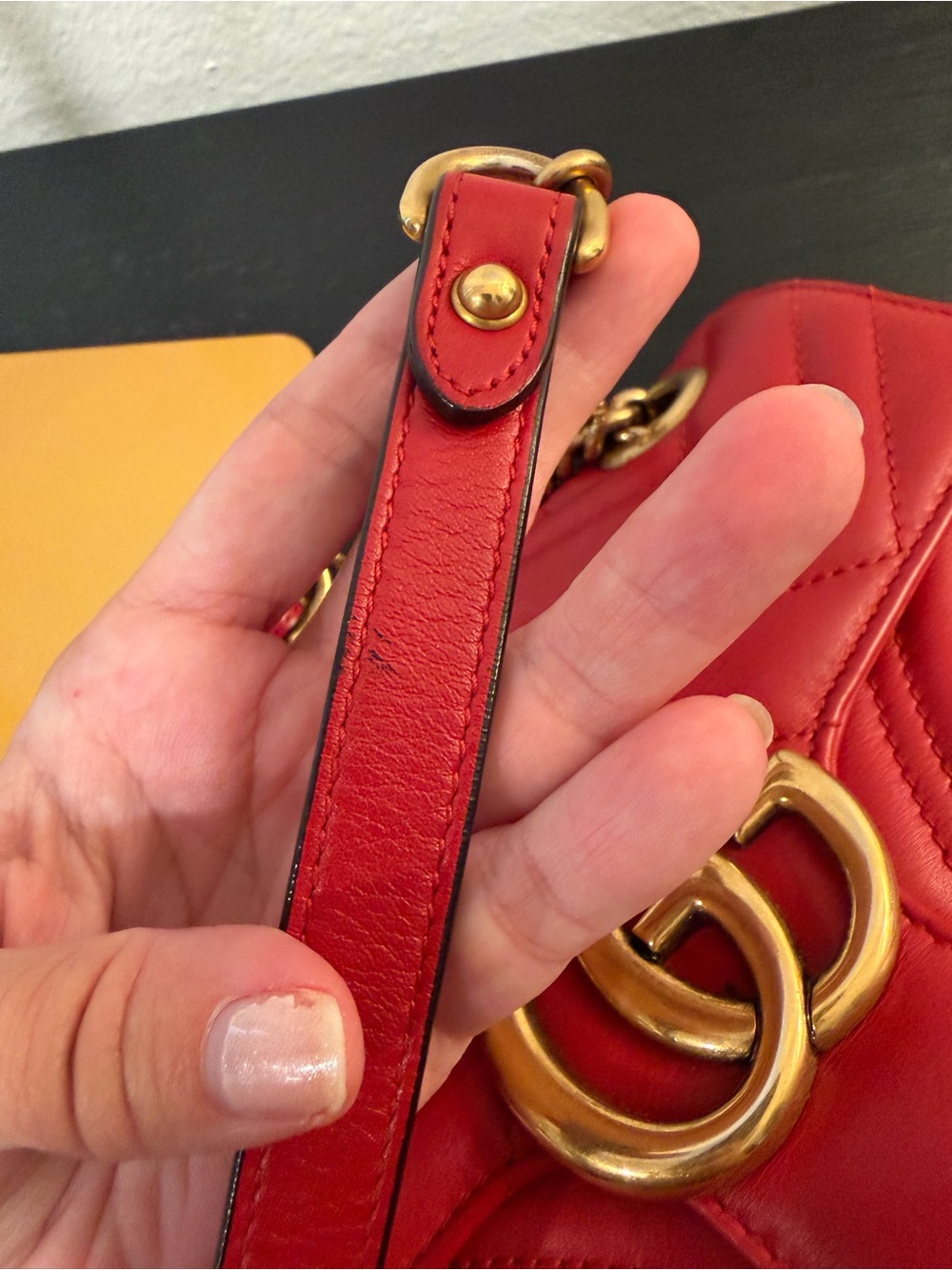 Gucci GG Marmont Small Shoulder Bag in Red - Picture 14 of 16